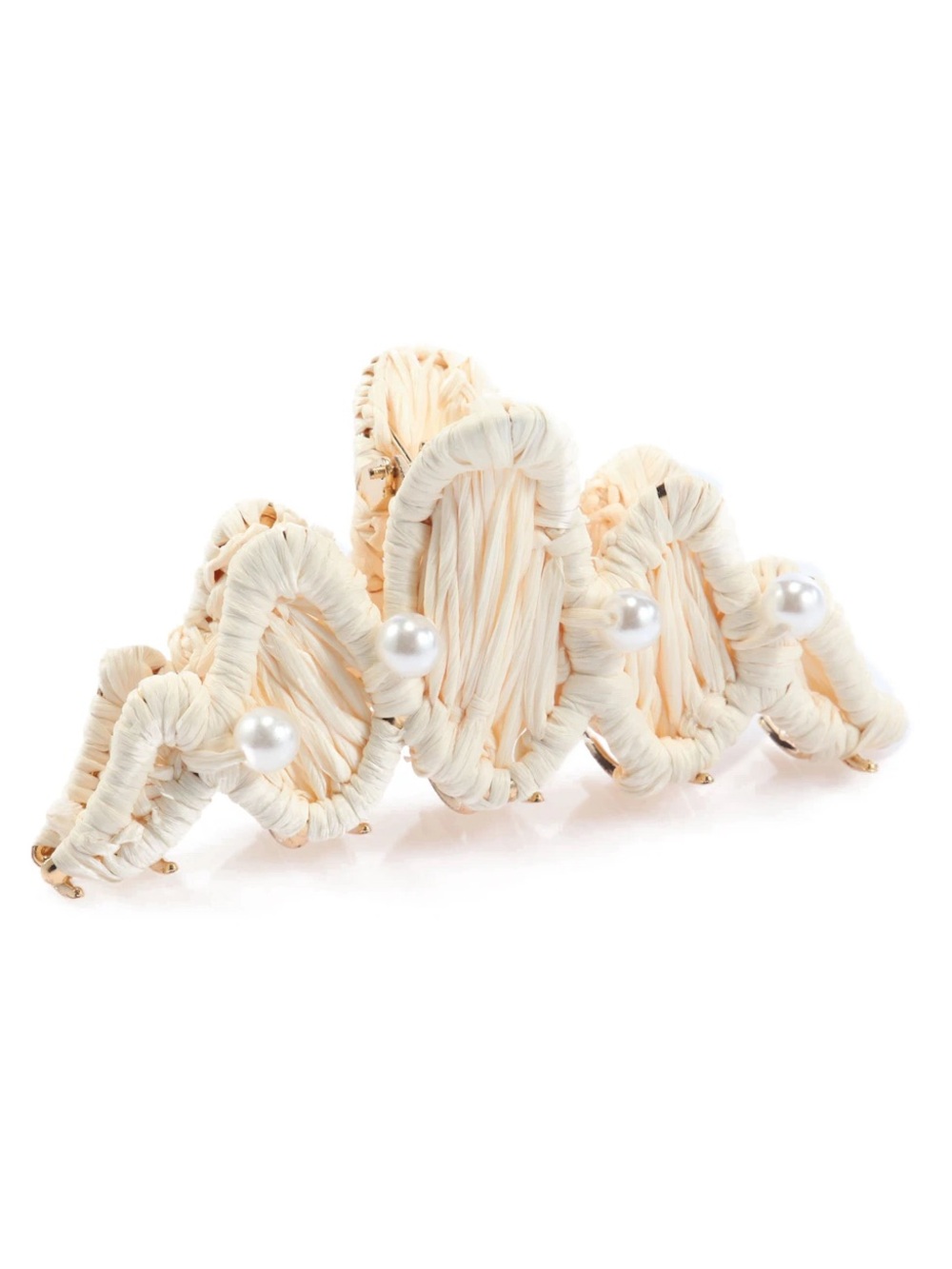 Cara New York Straw & Pearl Hair Clip Light Tan - Raffia & Pearl Claw Clip